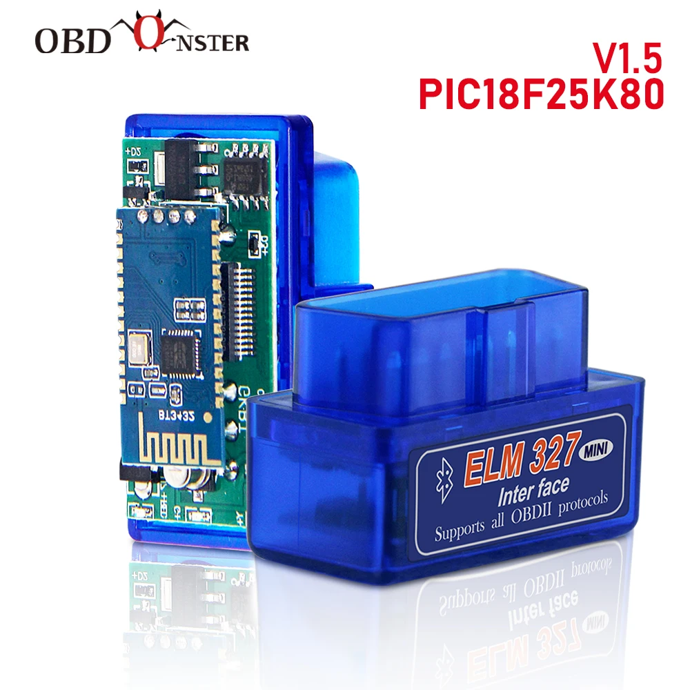 Автомобильный Bluetooth сканер ELM327 V1.5 PIC18F25K80 OBD2 ELM 327 Android/ПК крутящего момента адаптер