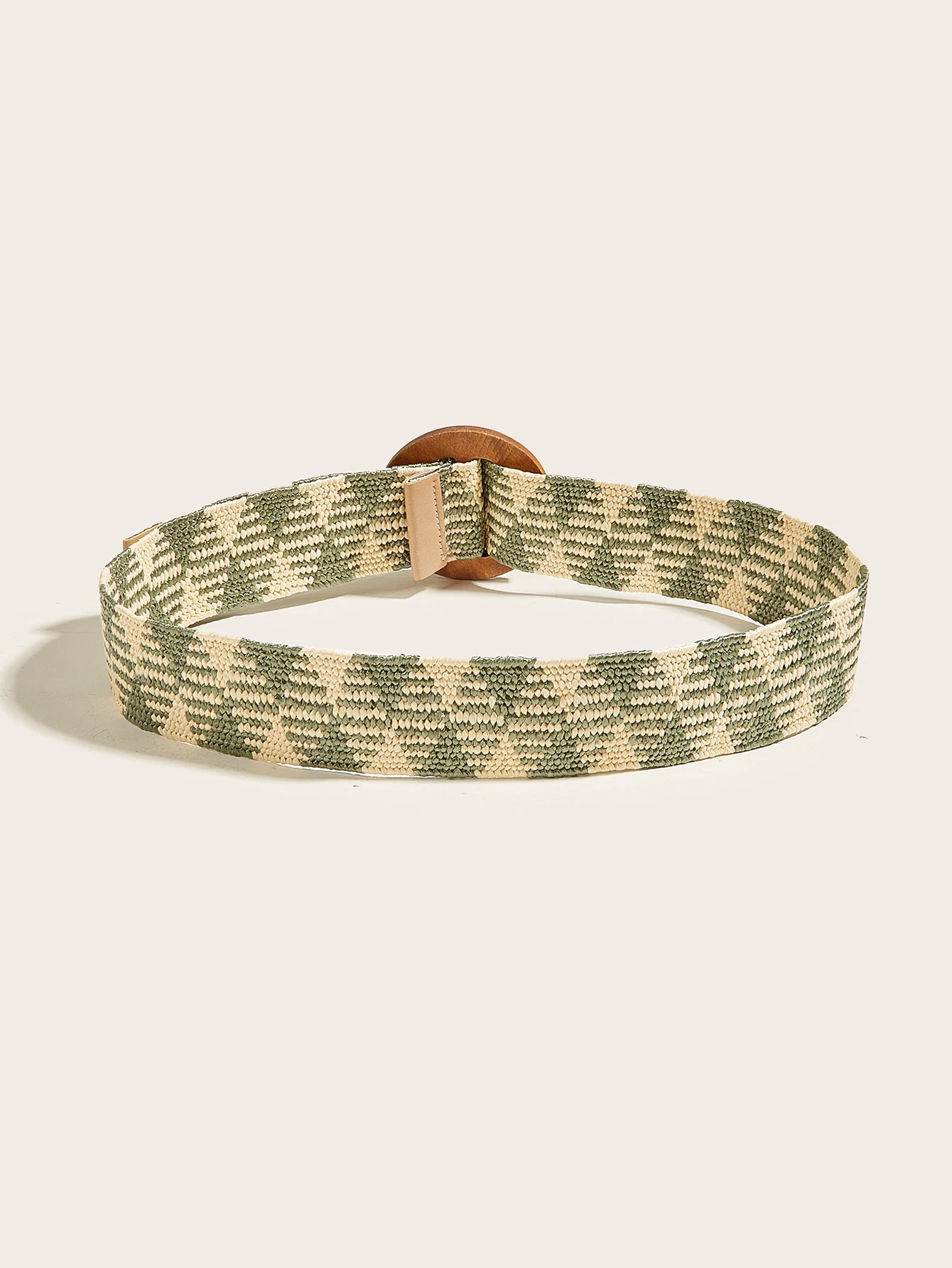 

Wooden Buckle Dress Belt For Women Casual Female Braided Wide Strap Boho Green White Weaving Fake Straw Belts
