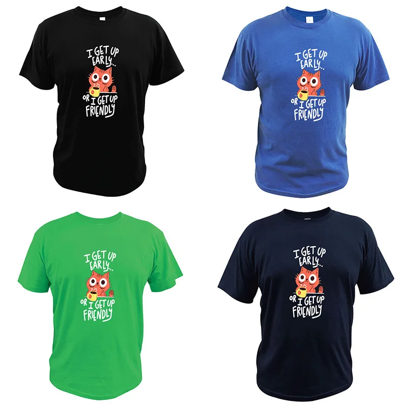 Футболка с забавной графикой принтом кошек и кофе | Мужская одежда