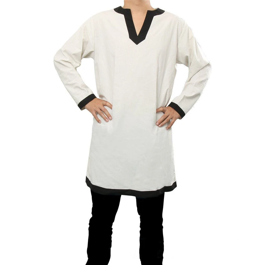 Male Halloween Medieval Viking Warriors Knight Shirts Belt Renaissance Vintage Middle Age V-neck Party Cosplay Costumes