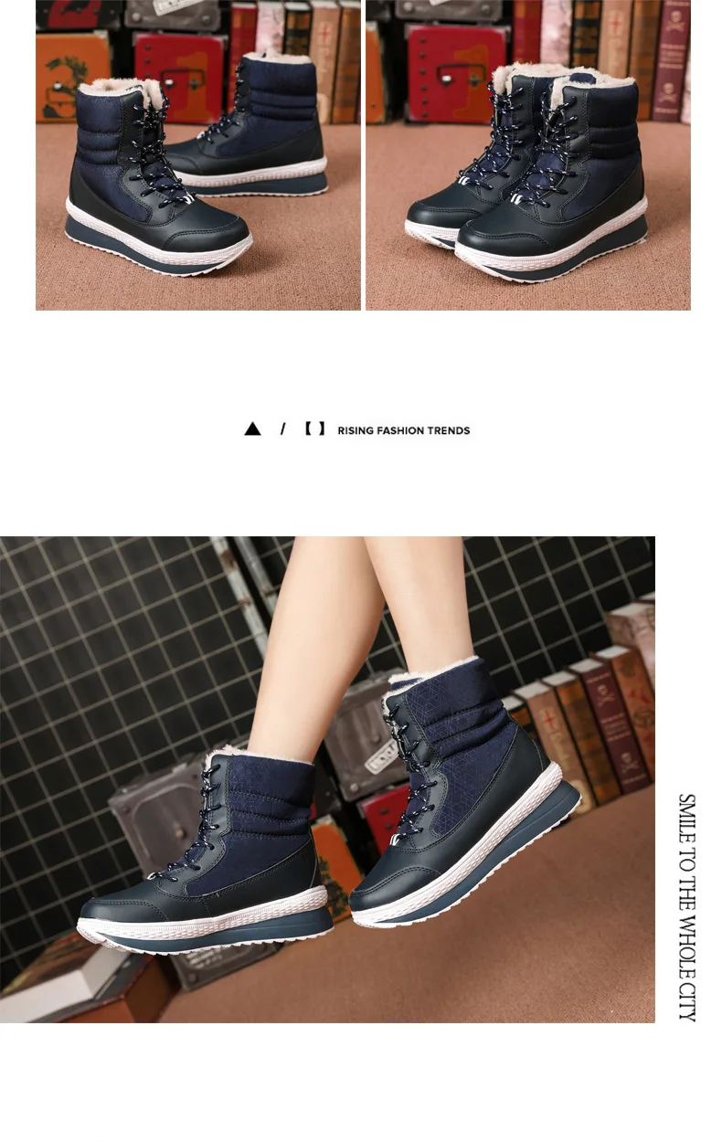 SARAIRIS Winter Waterproof Snow Boots Woman Add Fur Warm Ladies Shoes Woman Fashion Thick Heels Lace Up Boots Female Size 35-42