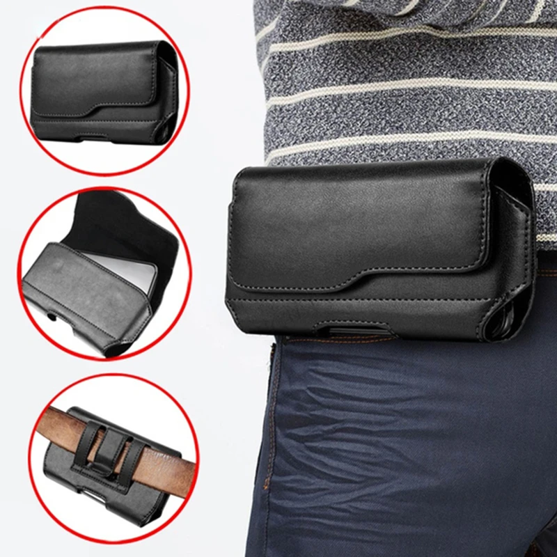 

Universal Wallet Cellphone Case Belt Mobile Phone Bag Hanging Waist Cover Holster 15*8.5*3cm Retro Leather Magnetic Pouch