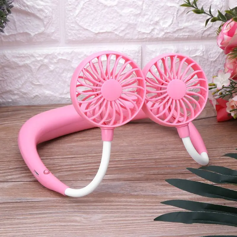 

USB Rechargeable 3 Gears Portable Wearable Fan Hands-free Neck Hanging Mini Sports Fan Air Cooler