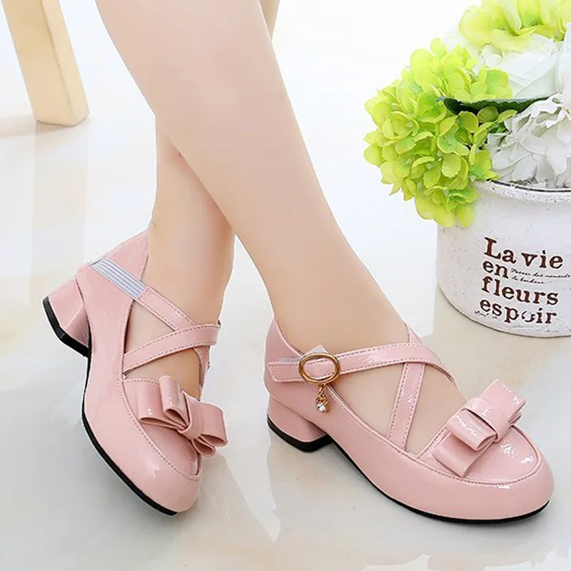 

Girls Princess Shoes 2020 Spring Autumn Female Children Leather Shoes Soft Bottom Comfortable Solid Color Kids High Heels Shoes