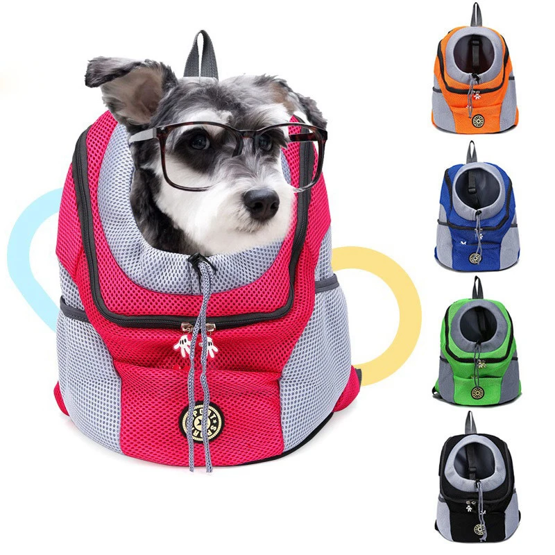 

Outdoor Breathable Dog Carrier Backpack Double Shoulder Portable Front Mesh Travel Pet Bags for Cat Small Medium Dogs