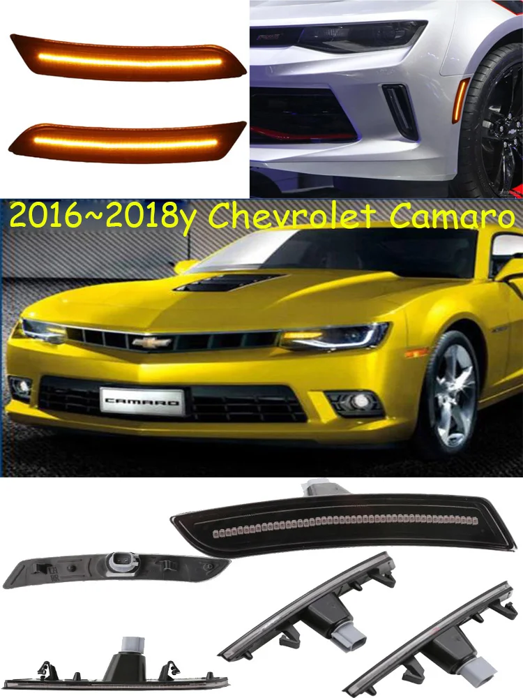 

Автомобильный бампер головной светильник для индикатора camaro Дневной светильник 2016 ~ 2018y DRL автомобильные аксессуары светодиодный налобный ...