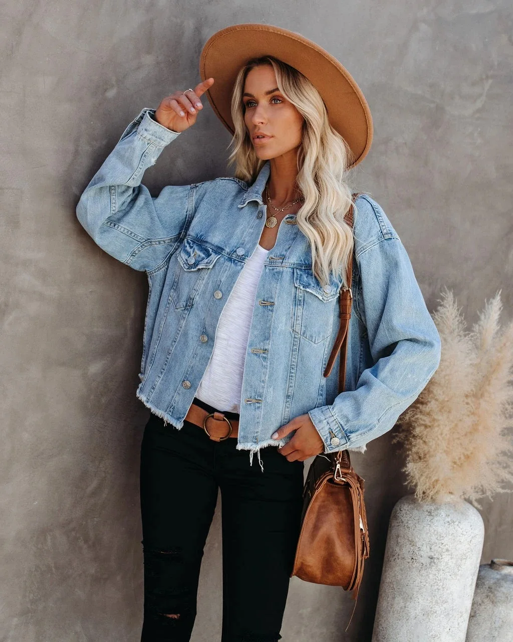 

Donsignet Fall Denim Jacket for Women Street Hipster Womens Clothing Short Loose Denim Jacket Women
