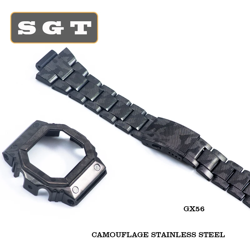 Ремешок для часов GX56 из нержавеющей стали камуфляжный ободок ремешок браслет с