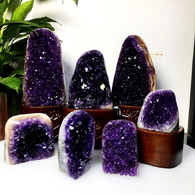 

1pc Amethyst natural raw stone purple crystal cluster block Amethyst hole treasure basin Zhaocai office degaussing ornaments