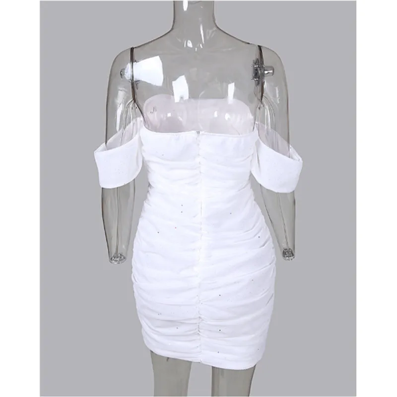 Женское мини-платье с открытыми плечами Meihuida элегантное милое белое платье