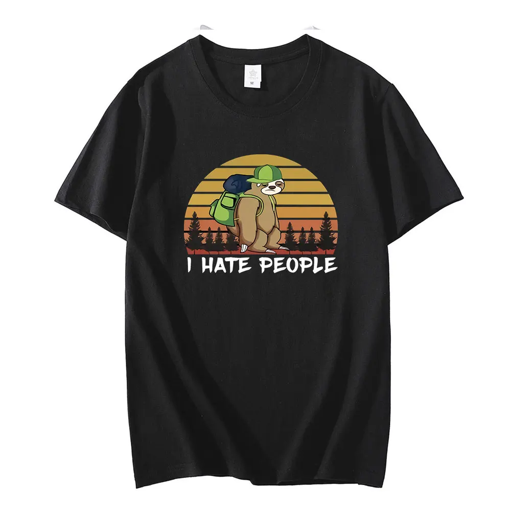 

Unisex T-shirt Classic funny I Hate People Camping BearMen Men's T-shirts Pure Cotton Men's Summer Fashion Shirts Oversized Top