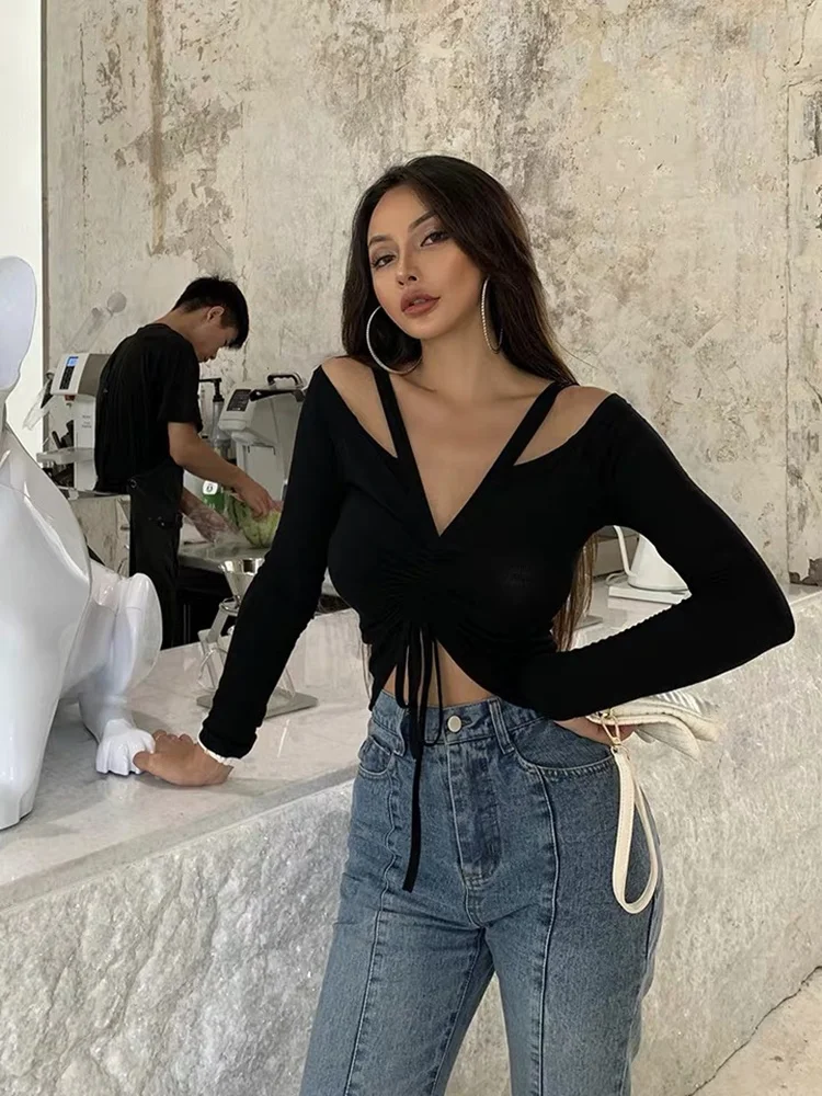 Топ на шнуровке с открытыми плечами Женский пикантный топ большими подтяжками