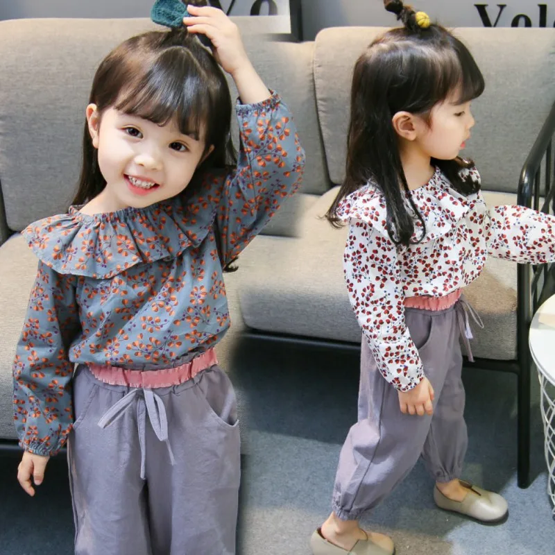 

2019 New Autumn Sets For Kids Baby Girls Casual Long Sleeve Floral Print T-shirt Tops+Pants Suits Costume Set