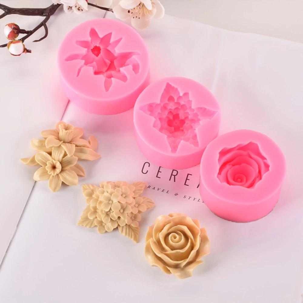 

DIY Baking Mould Lily Lilac Rose Fondant Silicone Mold Gypsum Cake Decoration Mold DIY Chocolate Baking Tool Kitchen Tools