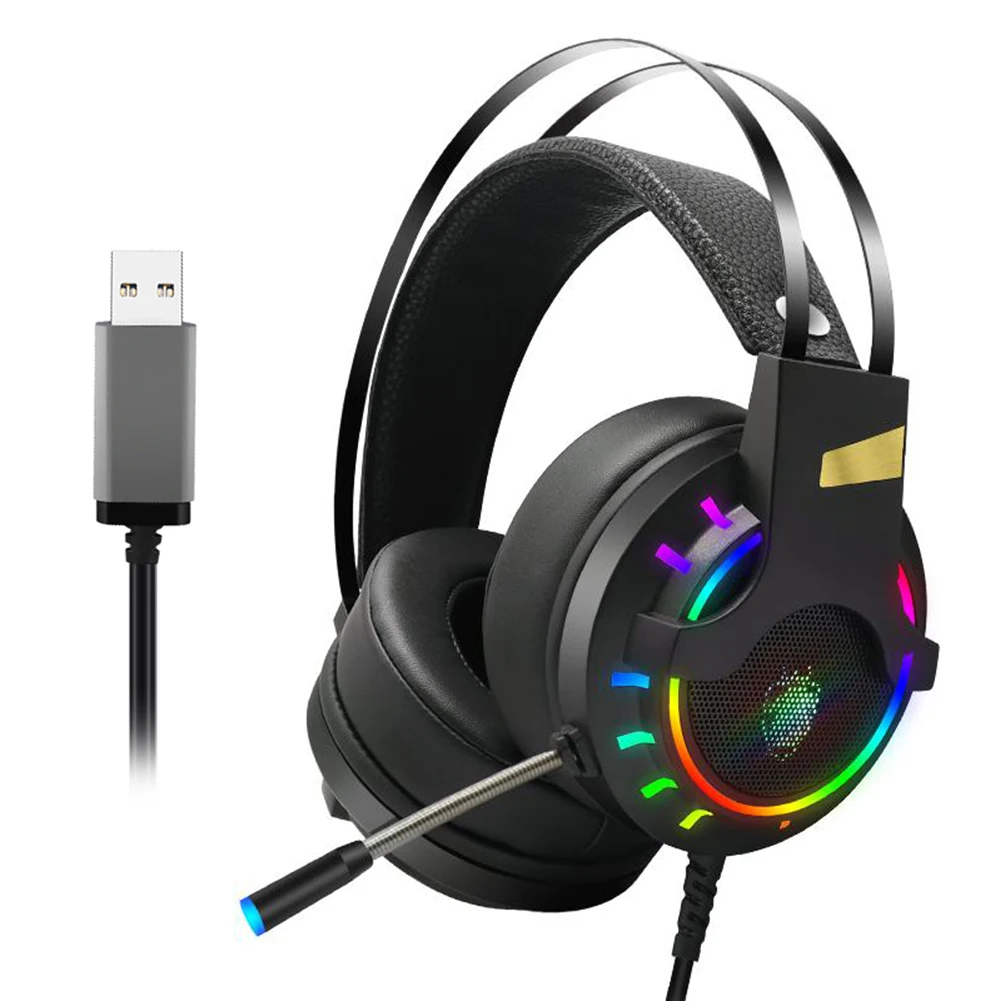 Проводные Игровые наушники K3 с RGB подсветкой 3 5 мм USB 7 1 микрофоном проводные для