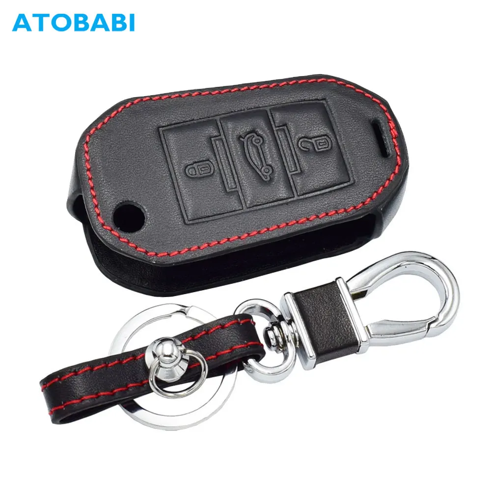 Чехол для ключей из натуральной кожи Peugeot 2008 3008 4008 301 308S 408 508 2014 2016 3 кнопки складной