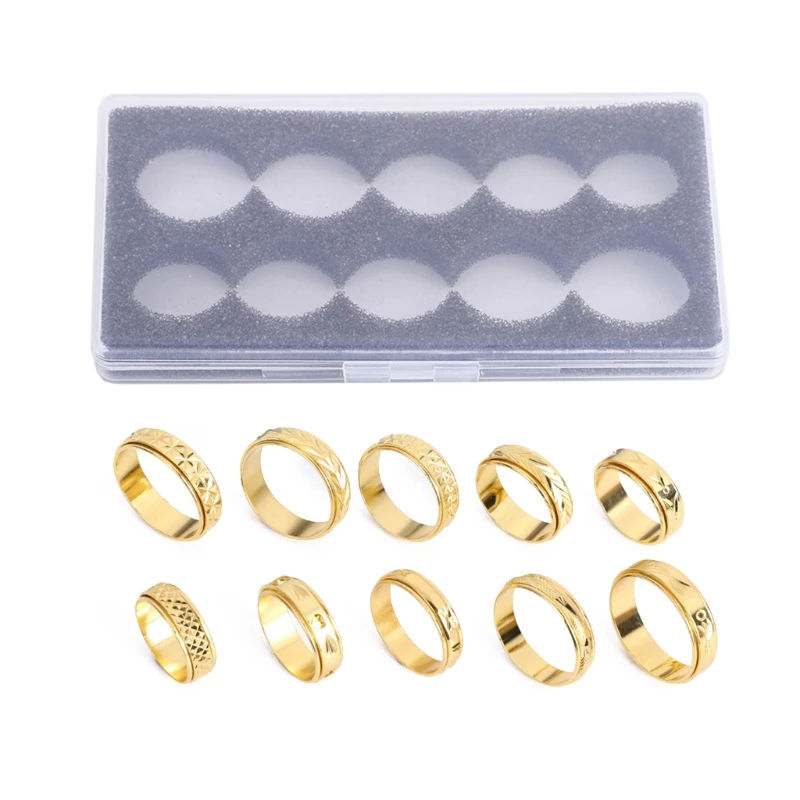 

10 Styles Stress Relieving Fidget Band Rings Kit Funny Stress Relief Spinner Metal Rings Bands Unisex Fashion Jewelry