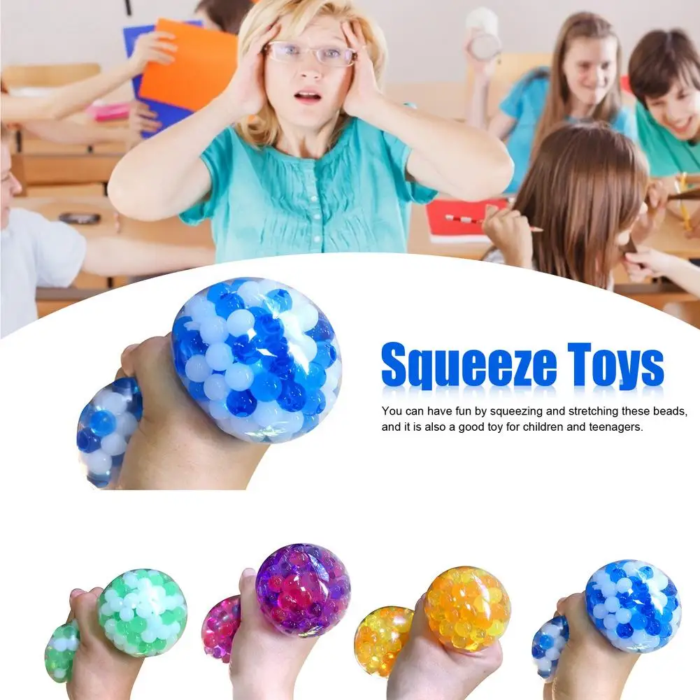 

1PC Novel Stress Balls Safe Washable Durable Beads Squeeze Stress Relief Ball Decompression Simple Toys For Having Fun Kids Toy