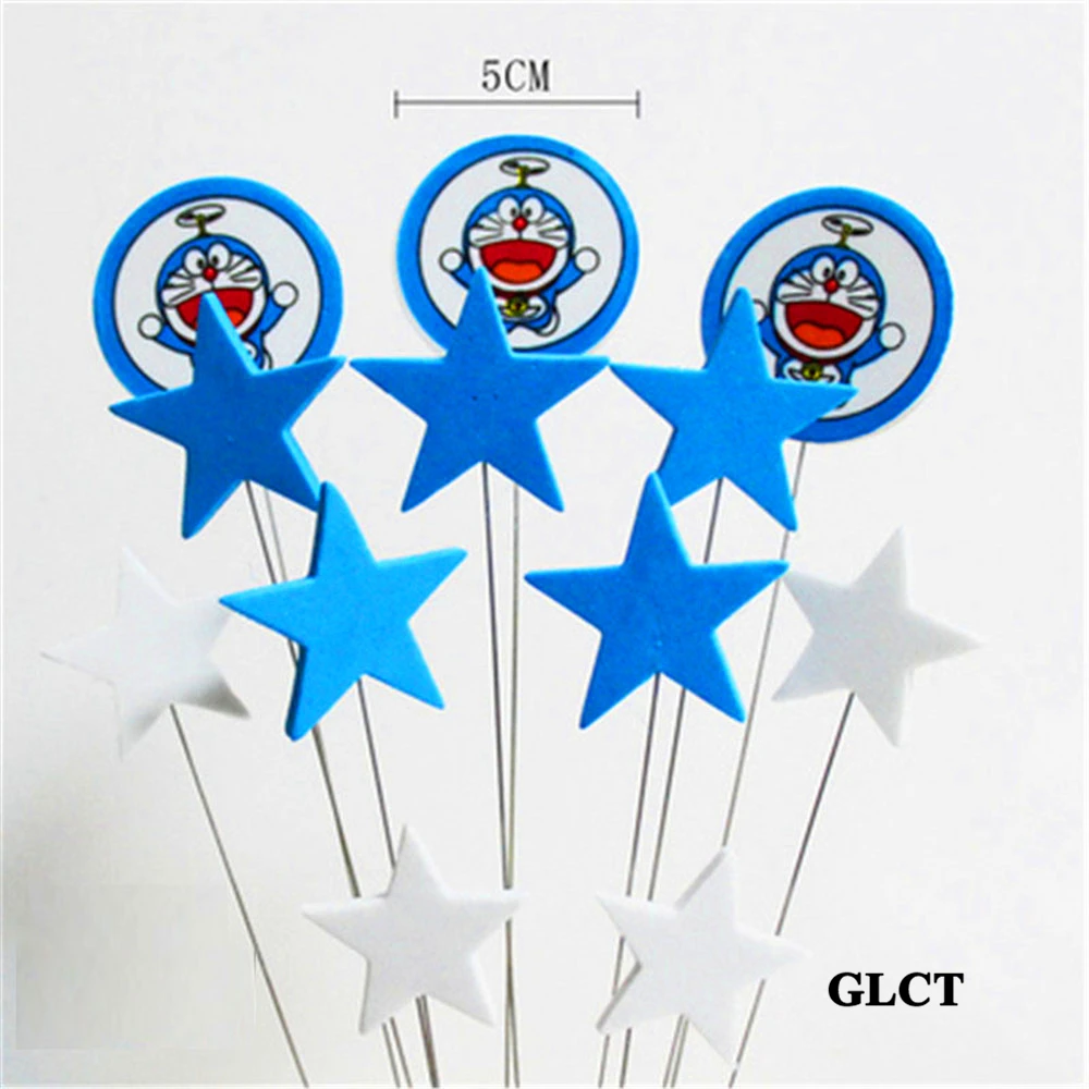 

cat cupcake toppers baby 1st first birthday boy party decoration supplies doraemon decoration birthday cake topper falgs