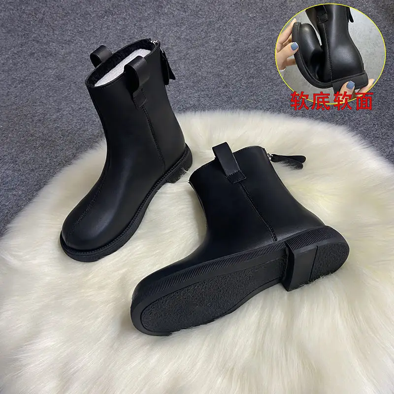 

White Mid-Calf Boots Summer Women's Shoes Round Toe Boots-Women Luxury Designer Low Mid Calf 2022 Autumn Fashion Rubber Ladies