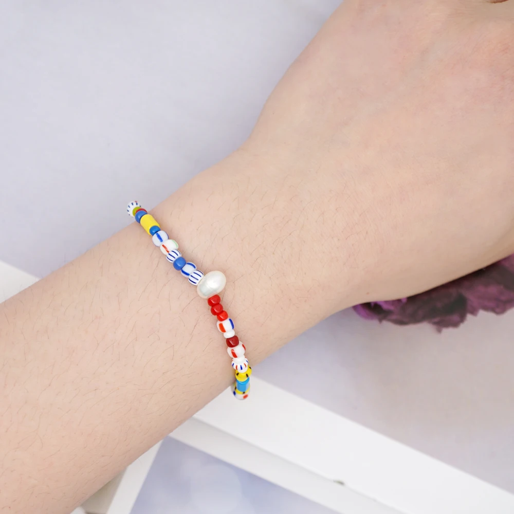 GO2BOHO браслет из пресноводного жемчуга радужные браслеты макраме для женщин
