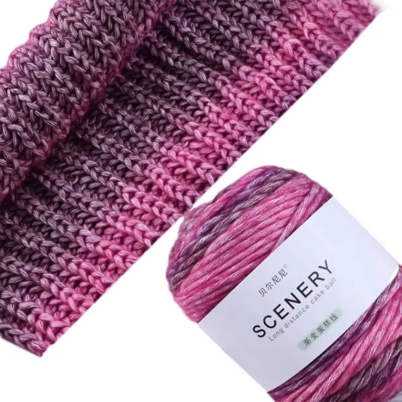 

100g Hand Knitting Cake Yarn Gradient Ombre Colorful Crochet Woven DIY Thread