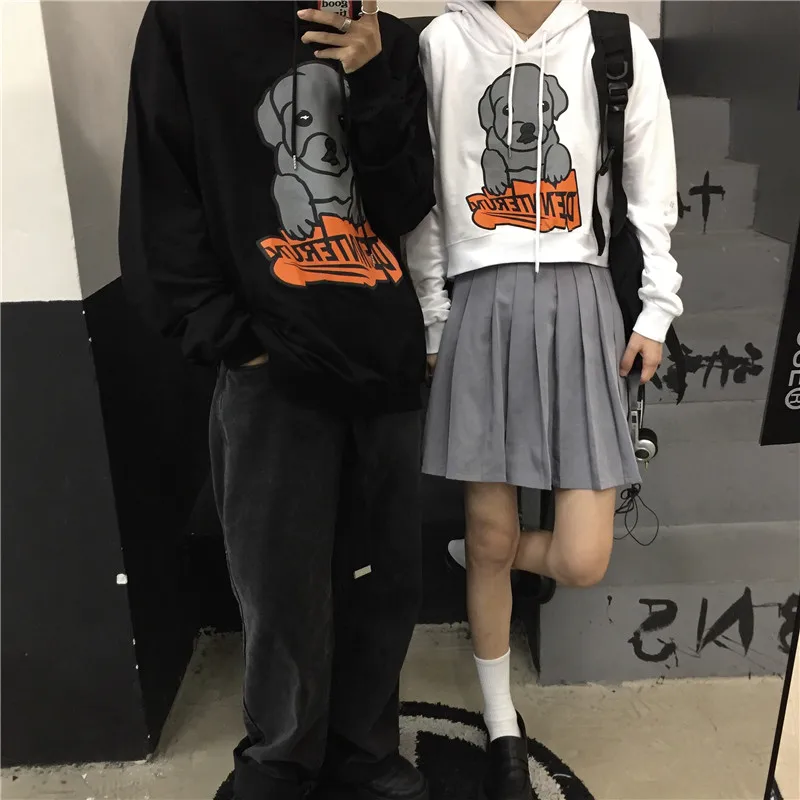 

HARAJPOO Female Casual Sweatershirt Spring 2021 New Korean Version of Ins Retro Cartoon Printing Loose Hooded Fashion Tide Tops