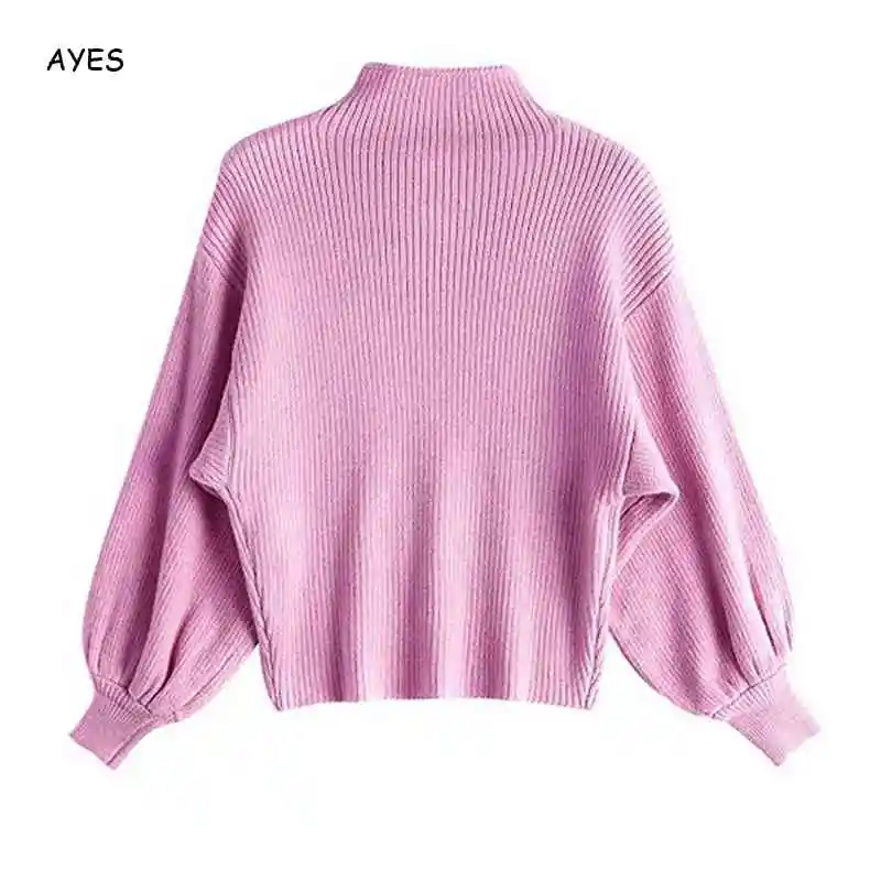 

Lantern Sleeve Sweater Women 2019 Autumn Fashion Knitted Pullovers Women Candy Color Casual Loose Pullover Sweater Pull Femme