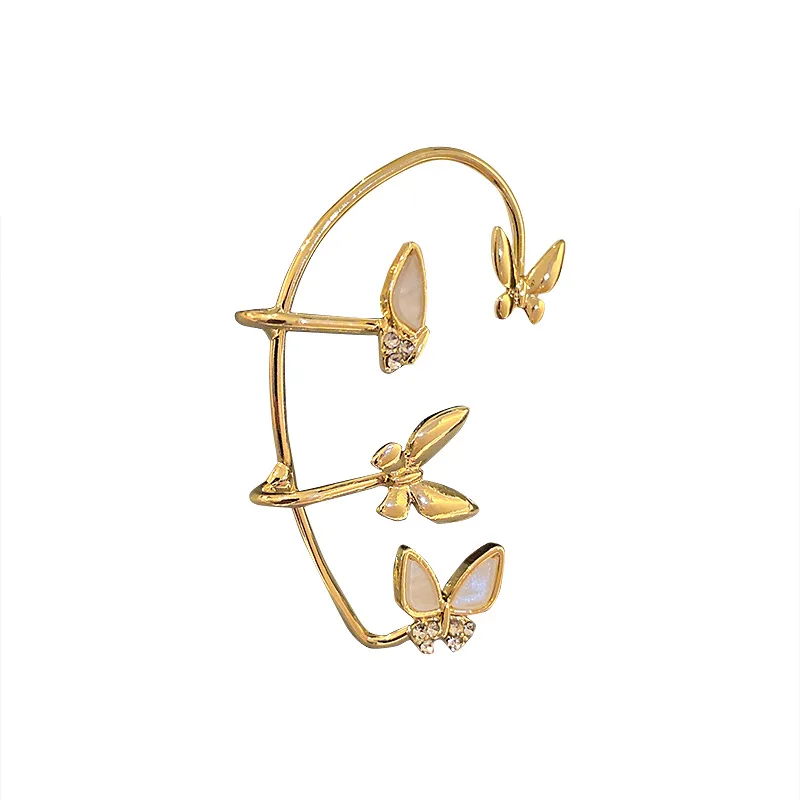 

minar statement gold color small butterfly clip earrings for women Sparkly rhinestones earrings fashion accessories 2021