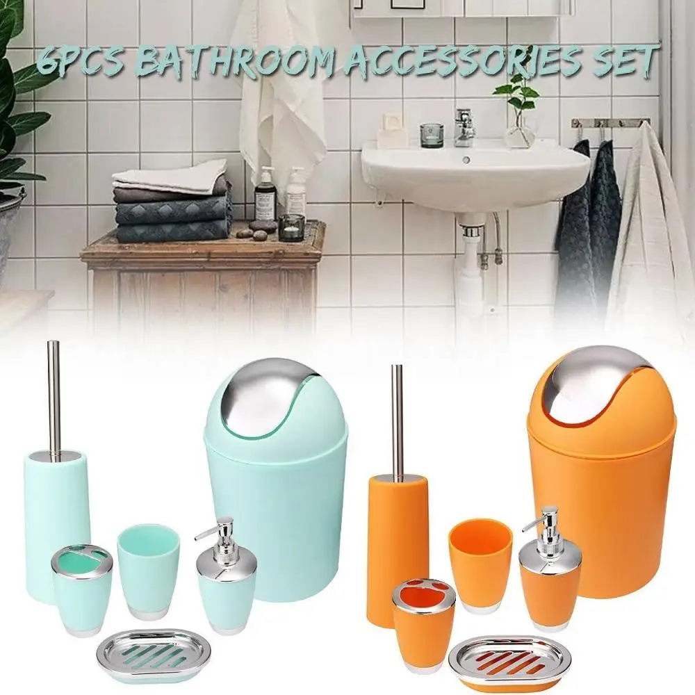 46 pcs nordic bath necessitiestoothbrush holdertoilet brush holdersoap dishrinse cupsprayer bottle plastic bathroom set free global shipping