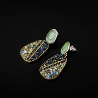 jinao new european and american style personality retro crystal drop glaze contrast color high quality zircon earrings in spring