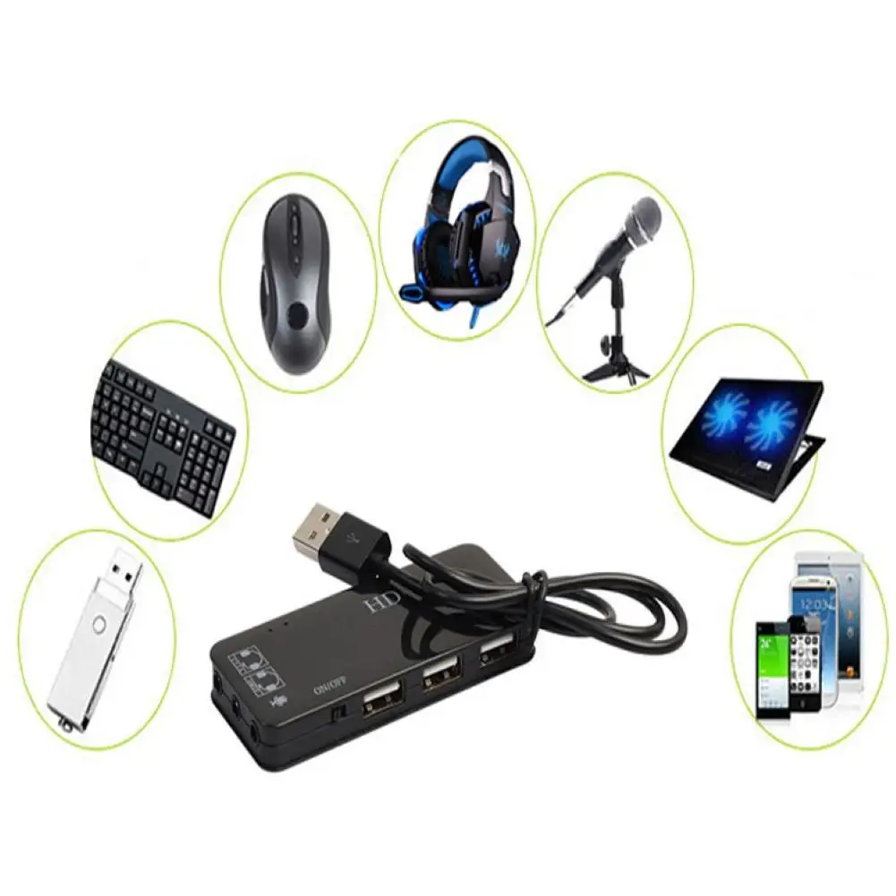 Звуковой адаптер с несколькими USB-портами микрофон 7 1 каналов звуковые карты