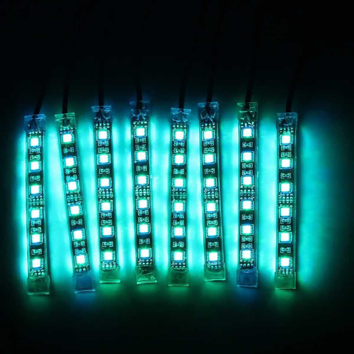 8 шт. мотоциклетные декоративные RGB мигающий свет гибкие 5050 светодиодный полосы 15 цветов Светящиеся неоновые беспроводной пульт дистанционного управления для Kawasaki