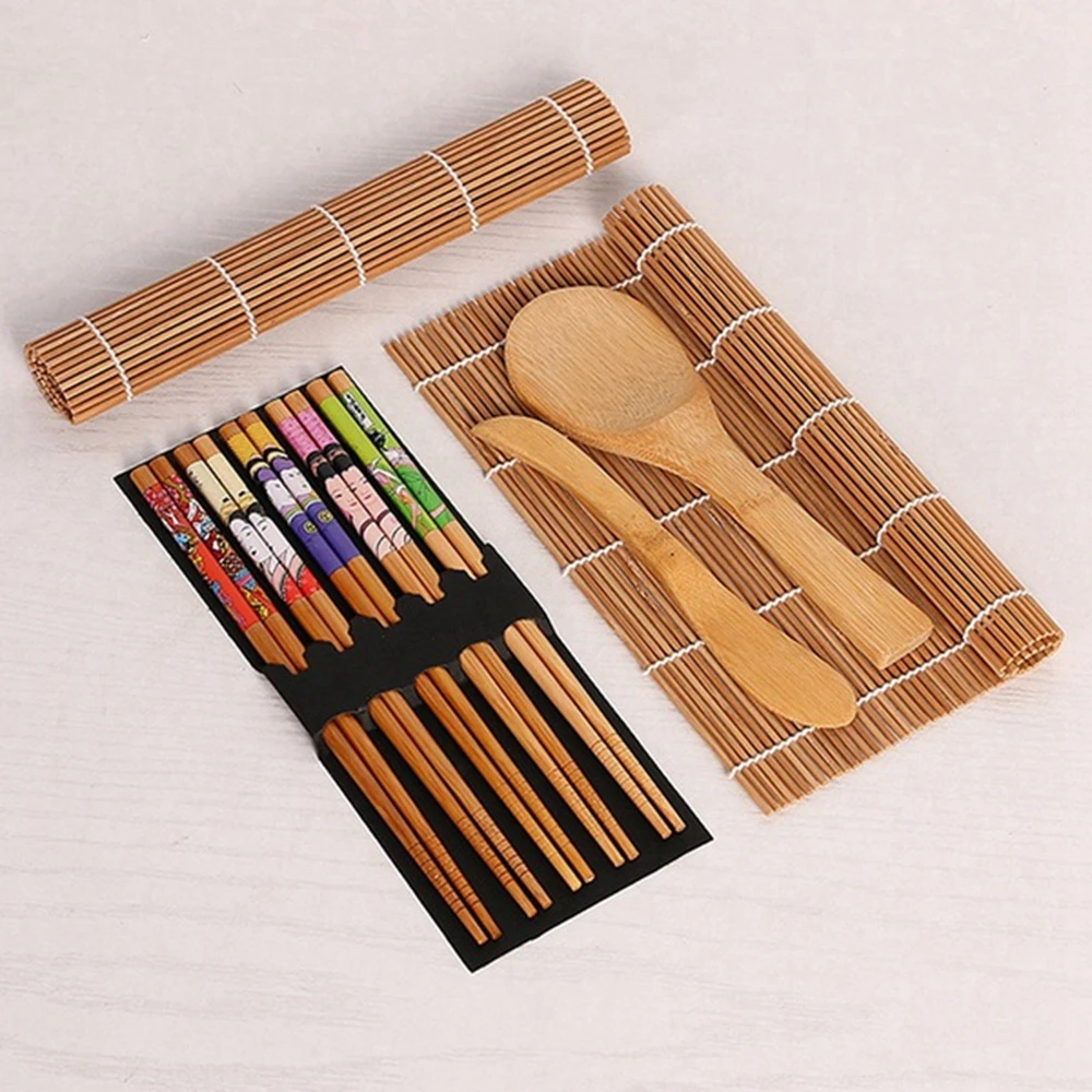 9 шт./компл. ручной набор для изготовления суши из бамбука рисовые Суши наборы
