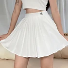 Повседневные белые плиссированные мини-юбки и шортов с буквенным принтом, с высокой талией, короткая юбка в Корейском стиле Стиль опрятный летнее дамское танцевальное 2021 сексуальное
