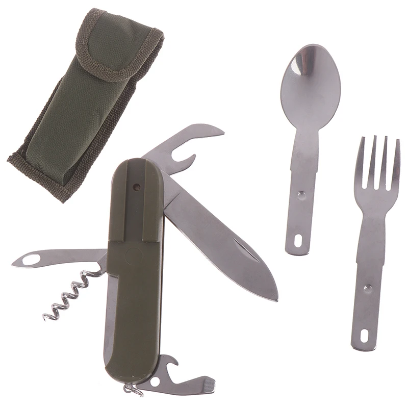 

Tableware Folding Portable Stainless Steel Camping Picnic Cutlery Knife Fork Spoon Bottle Opener Flatware Travel Kit utensils