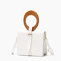 women handbags and purses designer brand bag luxury causal leisure pu stone crocodile print new 2021 purses wooden round handle