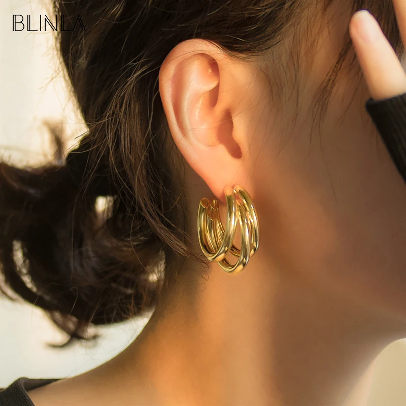 

BLINLA Fashion Vintage Big Geometric Earrings 2019 for Women Gold Silver Color Statement Hanging Earrings Modern Female Jewelry