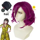 Danganronpa Kazuichi суды Косплэй натуральные волосы фиолетовый парик шапка черного цвета ботинки для косплея данганронпа Уганда синтетические волосы + бесплатная парик Кепки вечерние ролевая игра