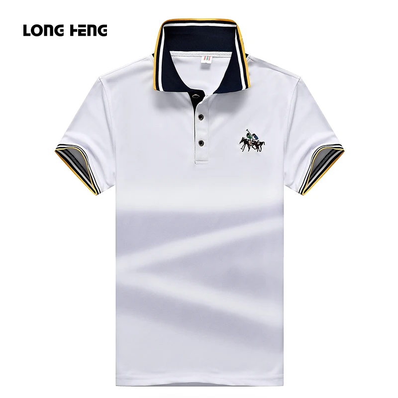 

LONGHENG 2019 Polo Men Shirt Fashion Collar Short sleeve Brand Colorful Black Yellow Rose Gray Polos shirts Mens Summer Top Tee