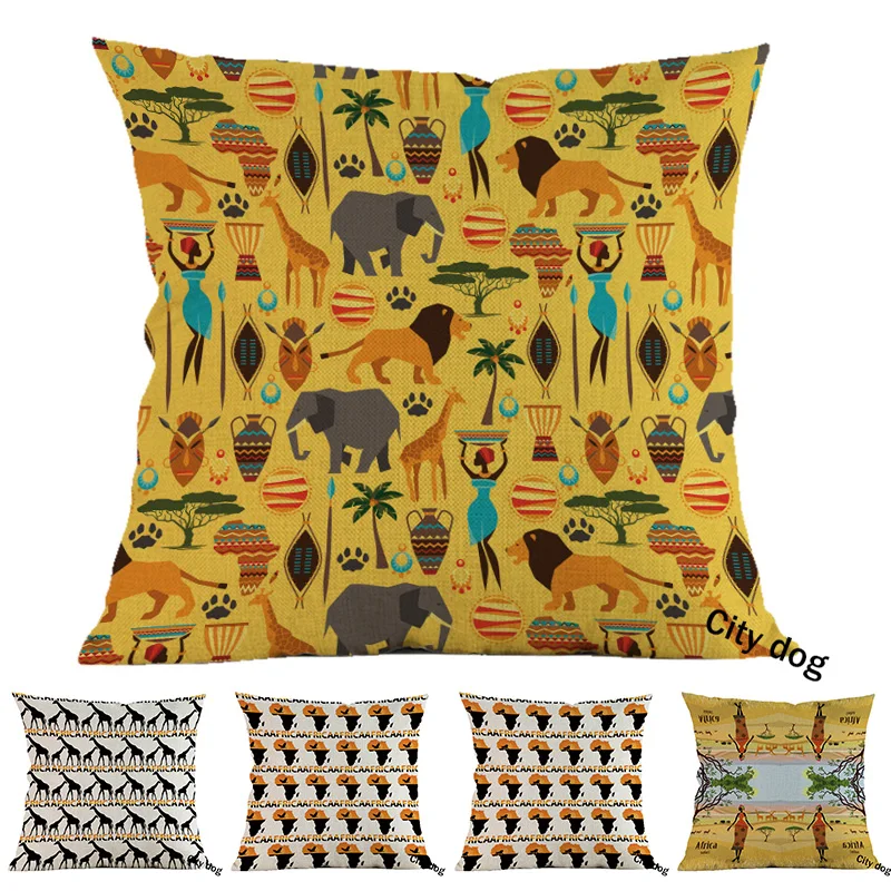 Декоративная декоративная подушка в африканском стиле силуэт искусственного
