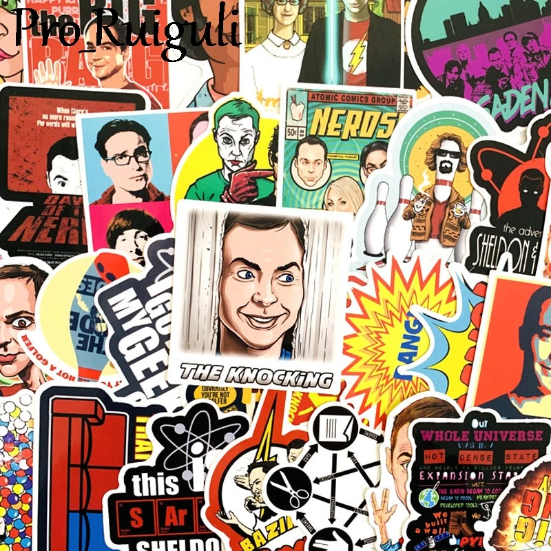 

50pcs Classic TBBT tv show characters scrapbooking Stickers packs Waterproof Skateboard Suitcase Graffiti decals pasters Kid Toy