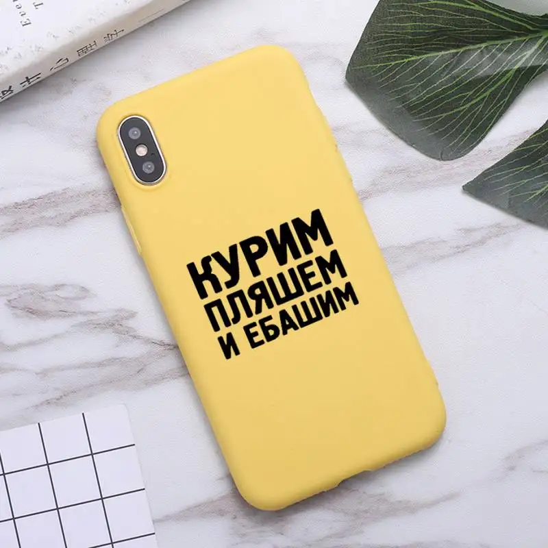 

Russian Quote Slogan letters Phone Case Candy Color for iPhone 6 7 8 11 12 s mini pro X XS XR MAX Plus