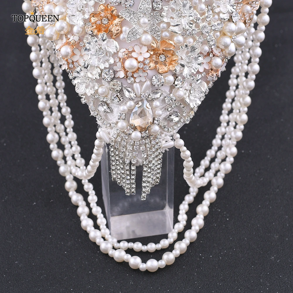 

TOPQUEEN SF9 Luxury Bridal Bouquet Waterfall Shaped Bridal Bouquet Rhinstones Brooch Bridal Bouquet Alloy Flower Wedding Bouquet