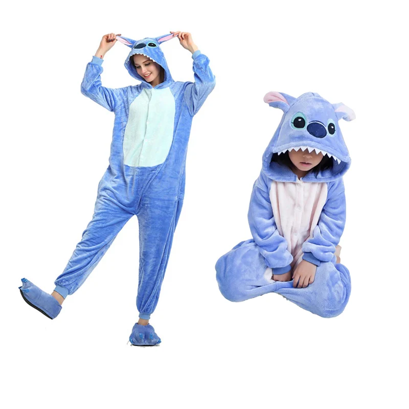 Blue Stich Костюм единорога унисекс для взрослых, фланелевый Костюм кигуруми в стиле аниме на Хэллоуин, женский комбинезон - Цвет: Blue Stich