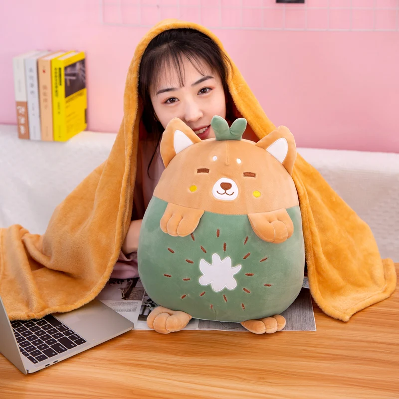 Плюшевая подушка с одеялом в виде фруктов кролика мыши кошки 40 см 1 шт. | Игрушки и