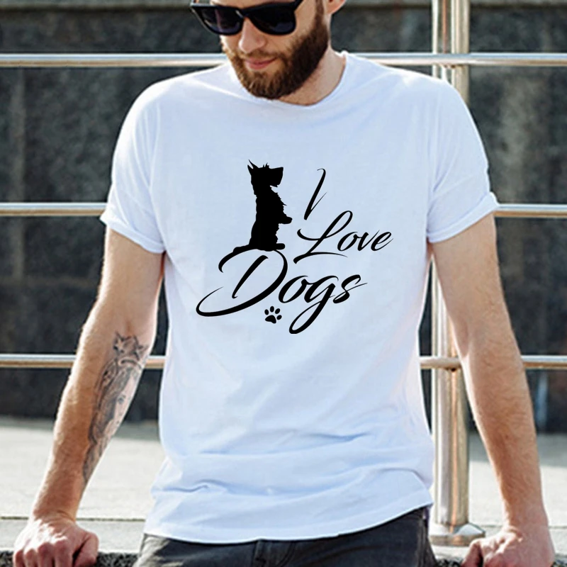 

TriDitya 50555#I love dogs t shirt men's tshirt top tee summer Tshirt fashion cool O neck short sleeve Tshirt