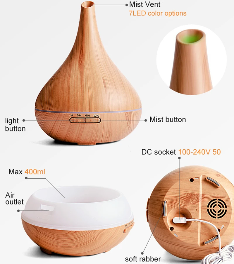 Ультразвуковой увлажнитель воздуха со светодиодной подсветкой 550 мл | Бытовая