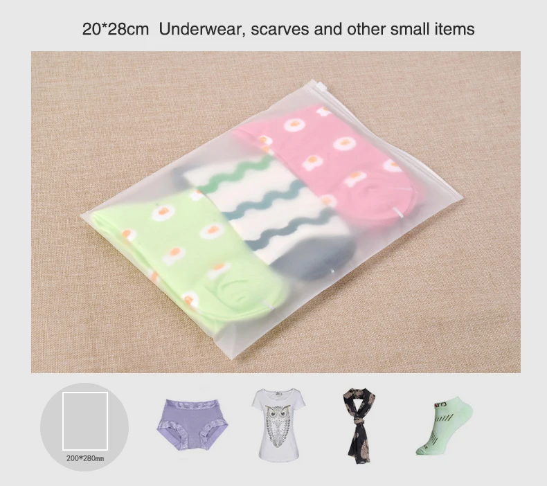 

0.12mm 0.2mm Zipper Matte Frosted Travel Storage Package Pouches Recloseable Sealed Waterproof halfclear ZipLock Bags Clothing