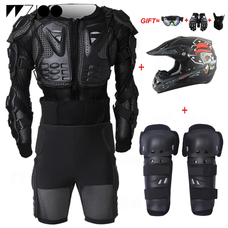 Motorcycle Jacket Motocross Racing Body Armor Protective GearMotorcycle Jacket+Shorts Pants + Full Helmet Combination | Автомобили и